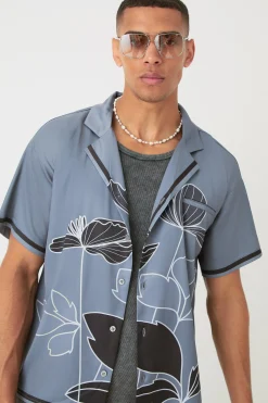 boohooMAN Short Sleeve Satin Boxy Floral Shirt & Trouser | UK| Sets & Co-Ords