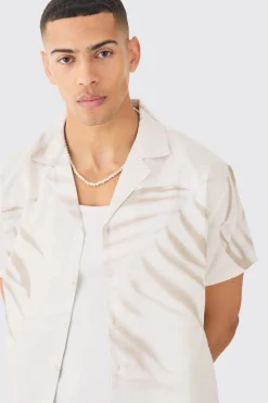 boohooMAN Short Sleeve Satin Oversized Leaf Shirt | UK| Shirts