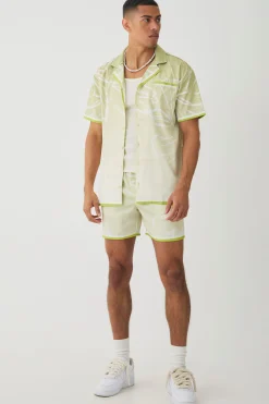 boohooMAN Short Sleeve Satin Oversized Ombre Floral Shirt & Short | UK| Sets & Co-Ords