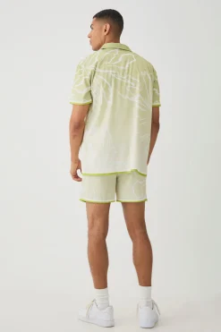 boohooMAN Short Sleeve Satin Oversized Ombre Floral Shirt & Short | UK| Sets & Co-Ords