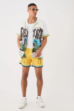 boohooMAN Short Sleeve Satin Oversized Resort Shirt & Short | UK| Sets & Co-Ords