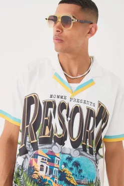 boohooMAN Short Sleeve Satin Oversized Resort Shirt & Short | UK| Sets & Co-Ords