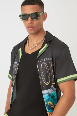 boohooMAN Short Sleeve Satin Oversized Resort Shirt & Short | UK| Sets & Co-Ords