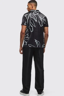 boohooMAN Short Sleeve Satin Tonal Palm Shirt | UK| Shirts