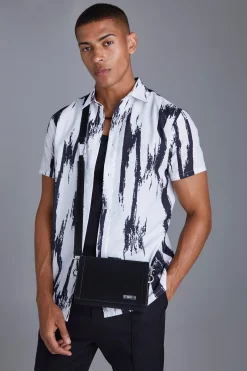 boohooMAN Short Sleeve Slub Large Scale Aztec Shirt | UK| Shirts
