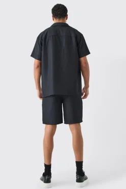 boohooMAN Short Sleeve Soft Twill Overshirt And Short Set | UK| Shirts|Sets & Co-Ords