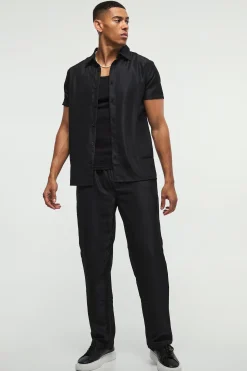 boohooMAN Short Sleeve Soft Twill Smart Shirt & Trouser | UK| Sets & Co-Ords