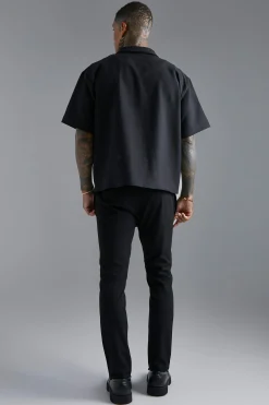 boohooMAN Short Sleeve Stretch Boxy Fit Shirt | UK| Shirts