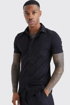 boohooMAN Short Sleeve Stretch Fit Jersey Shirt | UK| Shirts