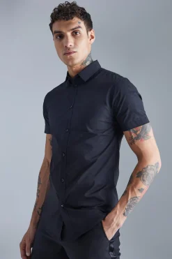 boohooMAN Short Sleeve Stretch Fit Shirt | UK| Shirts