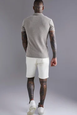 boohooMAN Short Sleeve Stretch Mini Geo Shirt | UK| Shirts