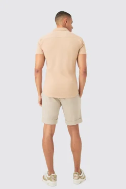 boohooMAN Short Sleeve Textured Detail Muscle Fit Shirt | UK| Shirts