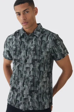 boohooMAN Short Sleeve Textured Jacquard Shirt | UK| Shirts