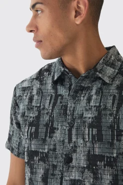 boohooMAN Short Sleeve Textured Jacquard Shirt | UK| Shirts