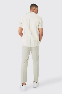 boohooMAN Short Sleeve Textured Multi Stripe Pocket Shirt | UK| Shirts