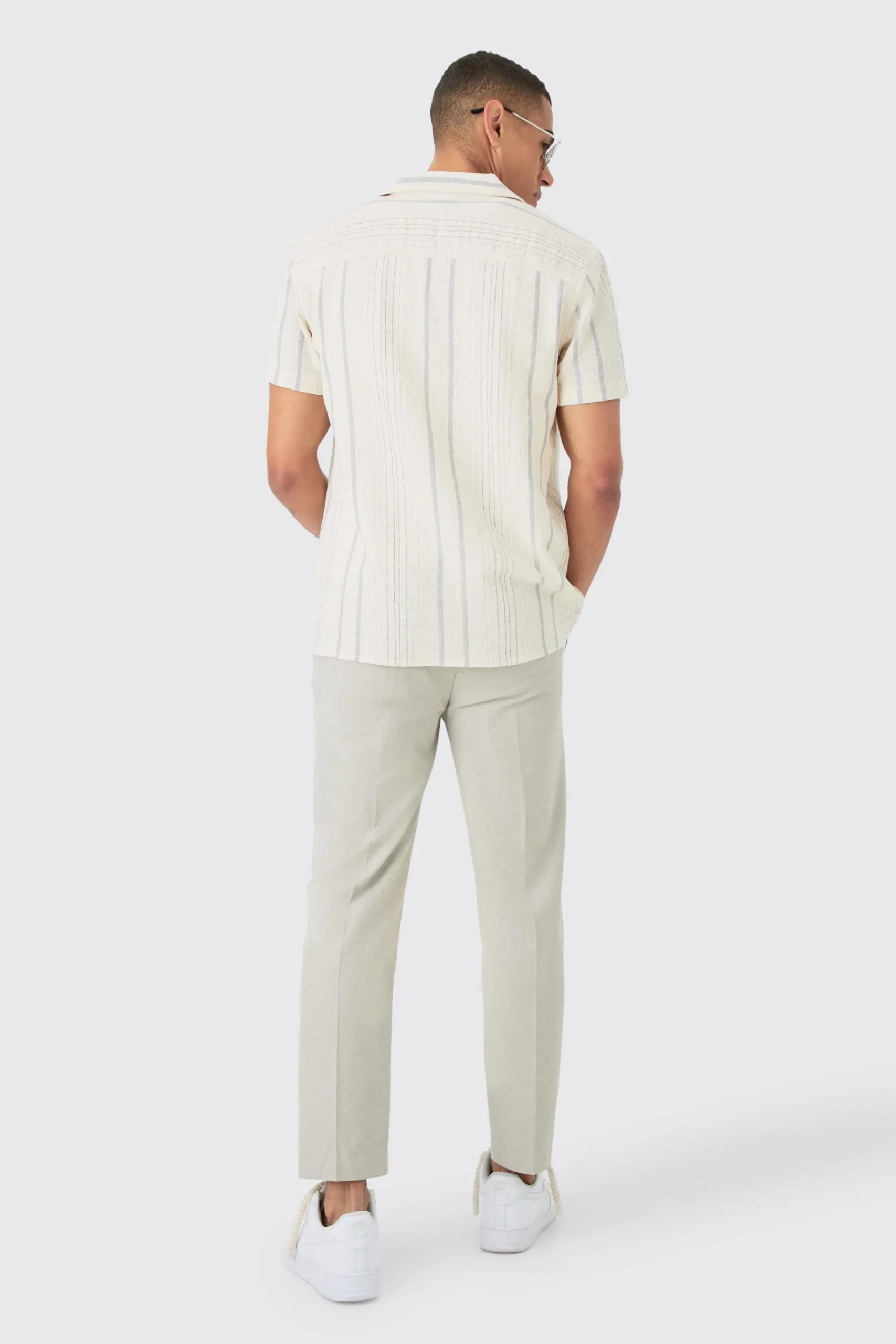 boohooMAN Short Sleeve Textured Multi Stripe Pocket Shirt | UK| Shirts