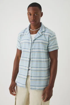boohooMAN Short Sleeve Textured Stripe Shirt | UK| Shirts