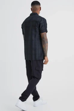 boohooMAN Short Sleeve Textured Tonal Check Shirt | UK| Shirts