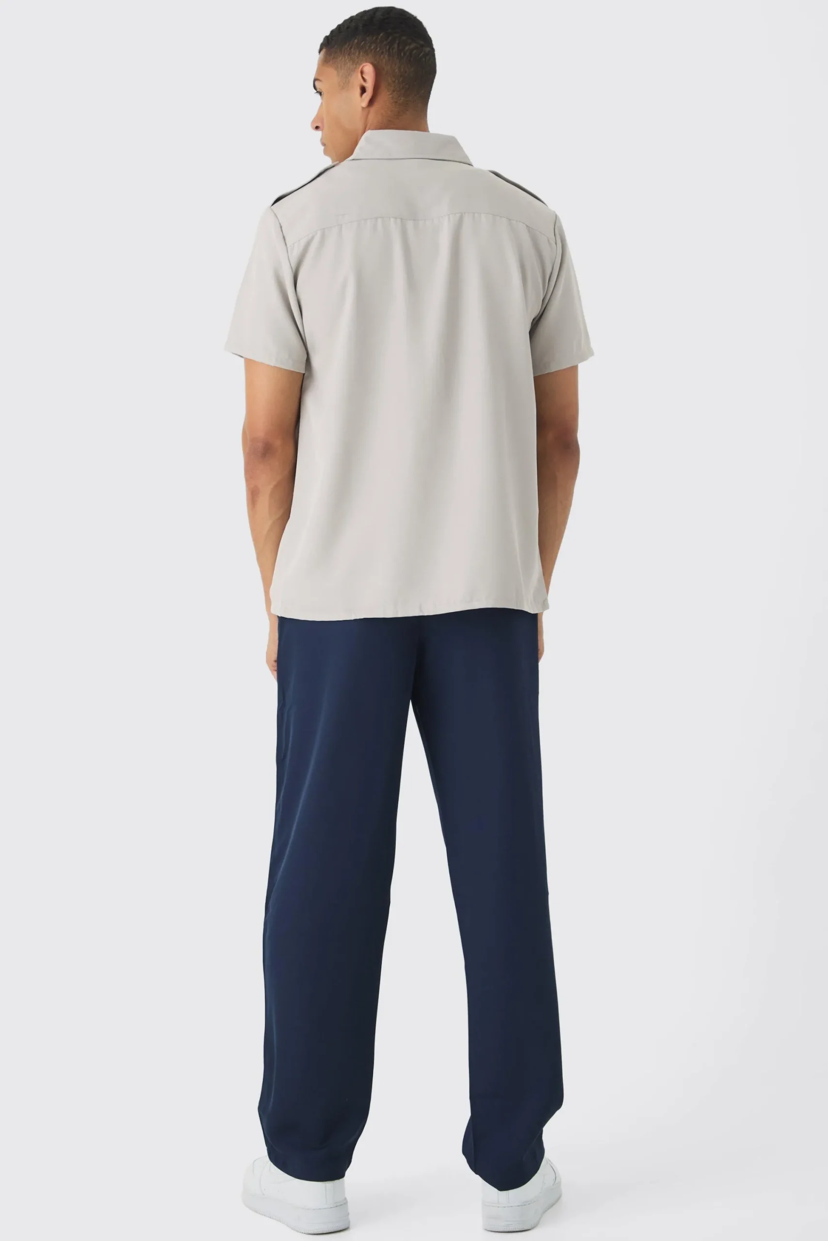 boohooMAN Short Sleeve Utility Twill Shirt & Pintuck Trouser Set | UK| Sets & Co-Ords
