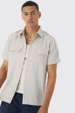 boohooMAN Short Sleeve Utility Twill Shirt & Pintuck Trouser Set | UK| Sets & Co-Ords