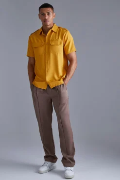 boohooMAN Short Sleeve Utility Twill Shirt & Pintuck Trouser Set | UK| Sets & Co-Ords