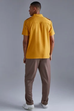 boohooMAN Short Sleeve Utility Twill Shirt & Pintuck Trouser Set | UK| Sets & Co-Ords