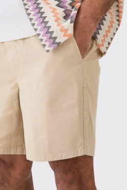 boohooMAN Shorter Length Relaxed Fit Elasticated Waist Chino Shorts In | UK| Shorts