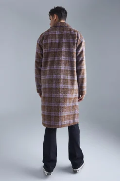 boohooMAN Single Breasted Brushed Check Overcoat | UK| Coats & Jackets