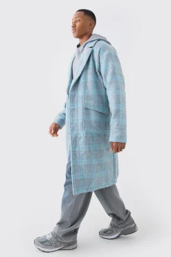 boohooMAN Single Breasted Brushed Check Overcoat | UK| Coats & Jackets