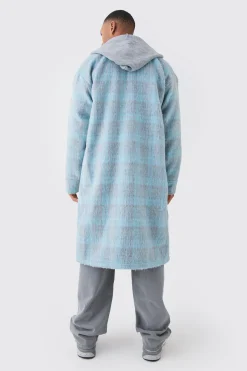 boohooMAN Single Breasted Brushed Check Overcoat | UK| Coats & Jackets