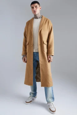 boohooMAN Single Breasted Brushed Wool Look Belted Overcoat | UK| Coats & Jackets