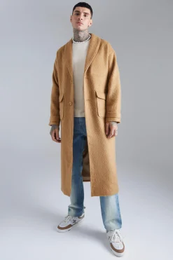 boohooMAN Single Breasted Brushed Wool Look Belted Overcoat | UK| Coats & Jackets
