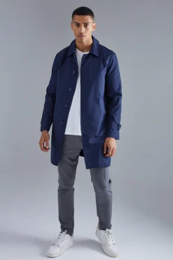 boohooMAN Single Breasted Poly Twill Mac | UK| Coats & Jackets