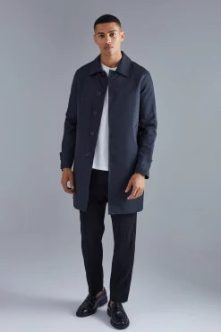 boohooMAN Single Breasted Poly Twill Mac | UK| Coats & Jackets