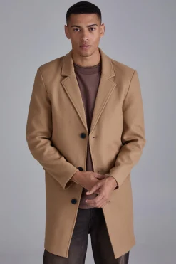boohooMAN Single Breasted Wool Look Overcoat In | UK| Coats & Jackets