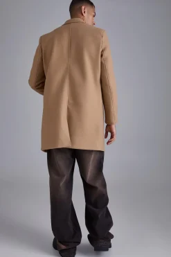 boohooMAN Single Breasted Wool Look Overcoat In | UK| Coats & Jackets