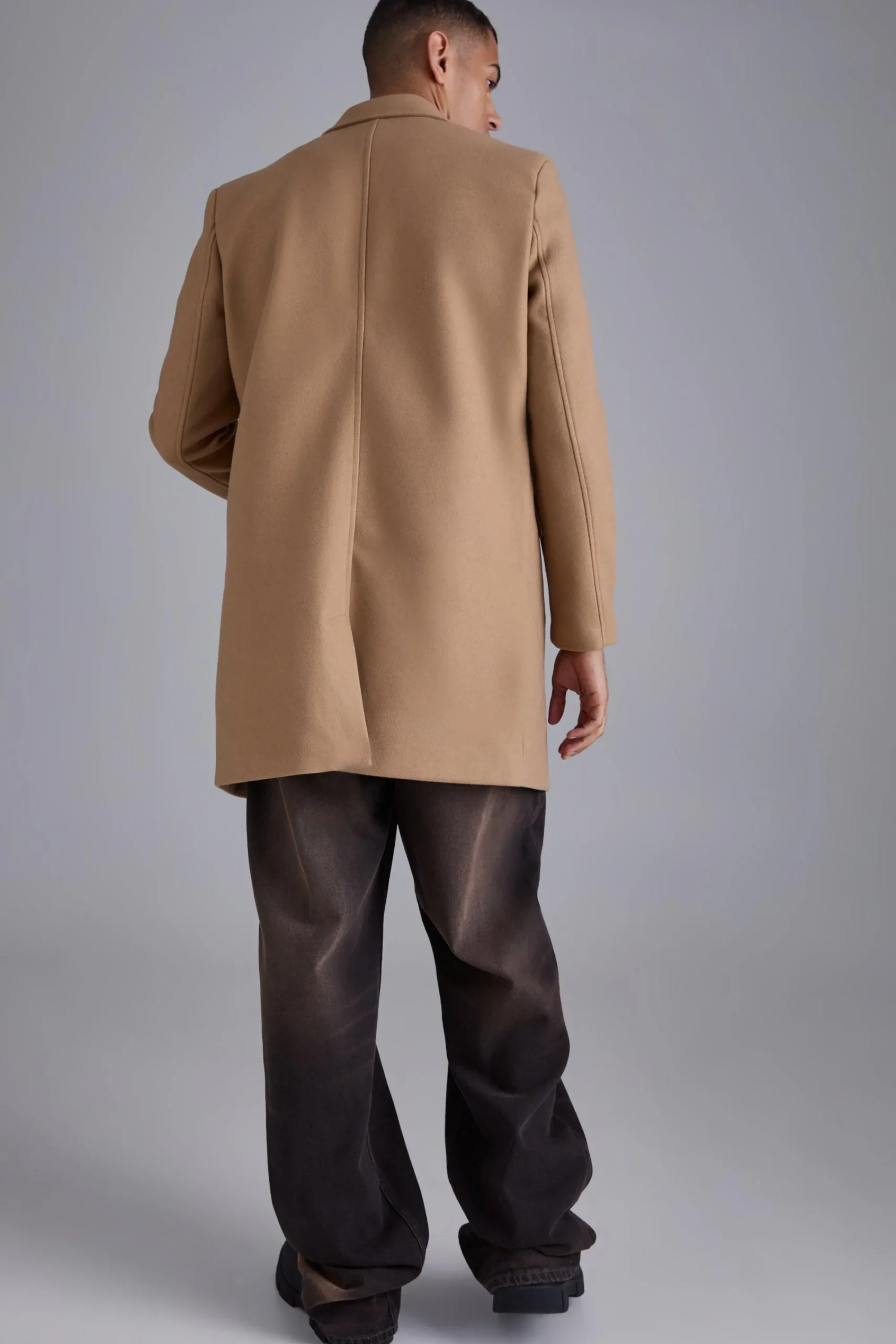 boohooMAN Single Breasted Wool Look Overcoat In | UK| Coats & Jackets