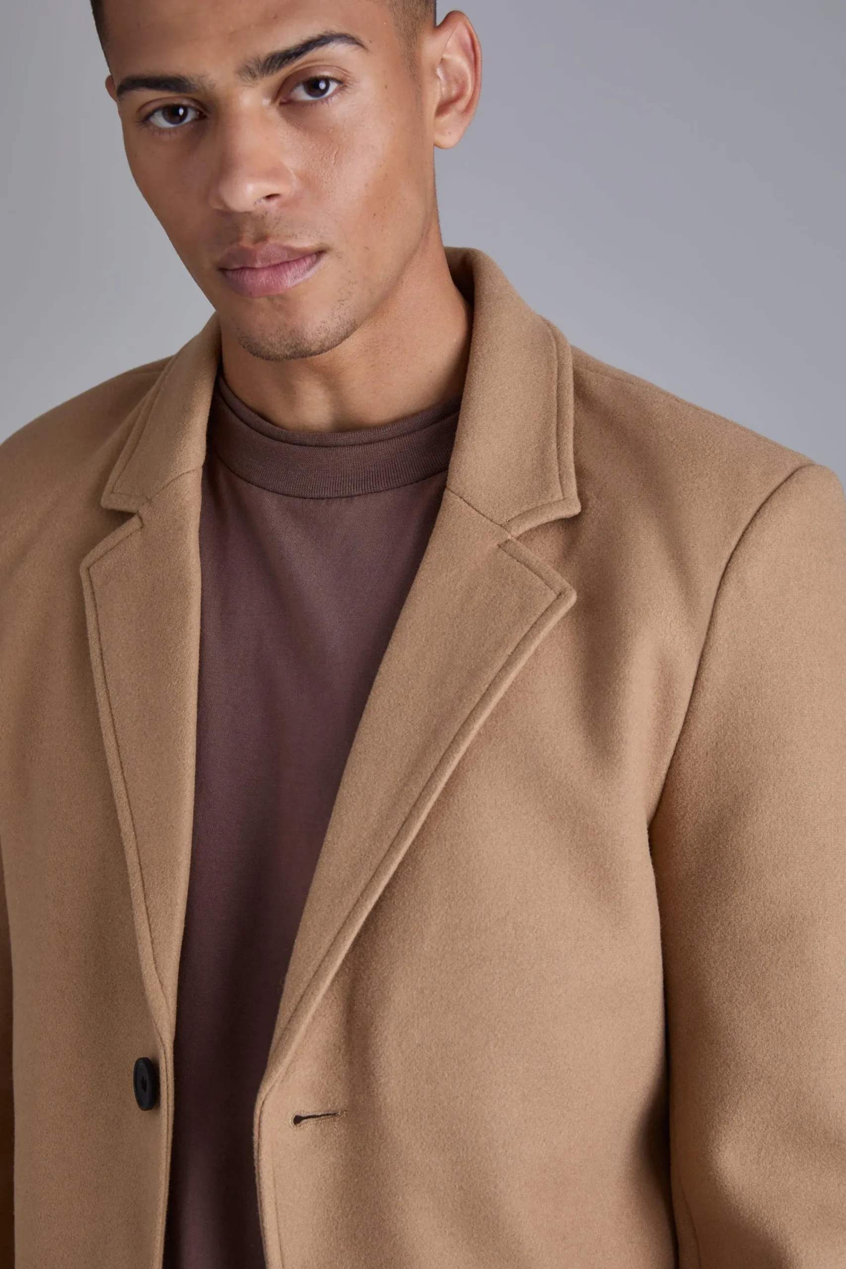 boohooMAN Single Breasted Wool Look Overcoat In | UK| Coats & Jackets