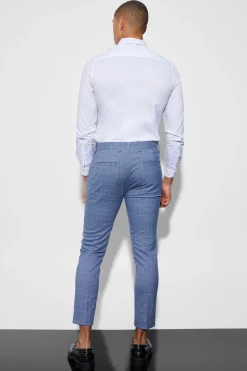 boohooMAN Skinny Crop Micro Check Suit Trousers | UK| Suits & Tailoring|Trousers