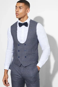 boohooMAN Skinny Double Breasted Check Waistcoat | UK| Suits & Tailoring
