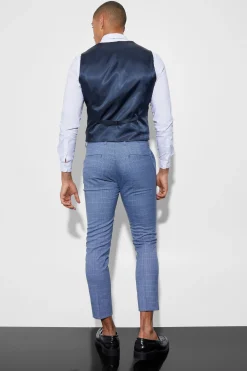 boohooMAN Skinny Double Breasted Micro Check Waistcoat | UK| Suits & Tailoring