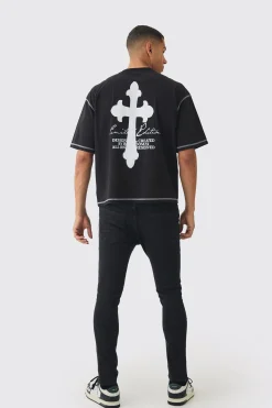 boohooMAN Skinny Fit Biker Ripped Patchwork Jeans | UK| Trousers|Jeans