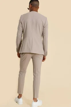 boohooMAN Skinny Fit Collarless Single Breasted Blazer | UK| Suits & Tailoring