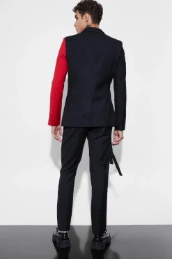 boohooMAN Skinny Fit Colour Block Wrap Front Suit | UK| Suits & Tailoring