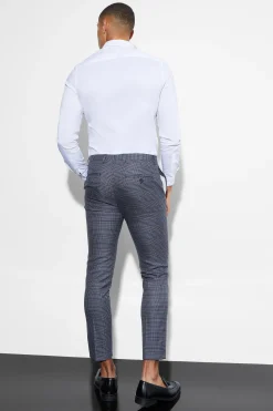 boohooMAN Skinny Fit Cropped Check Suit Trousers | UK| Suits & Tailoring|Trousers