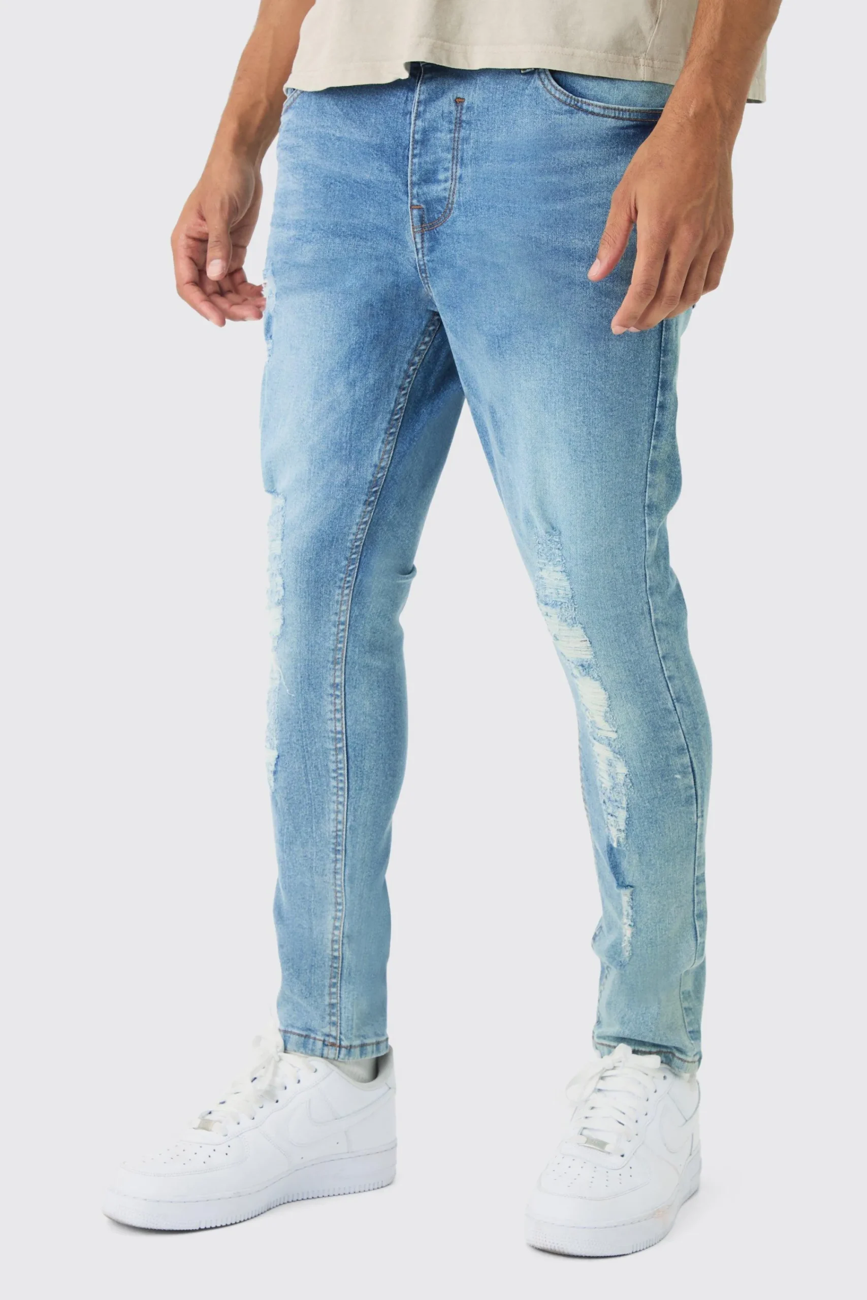 boohooMAN Skinny Fit Distressed Ripped Jeans | UK| Trousers|Jeans