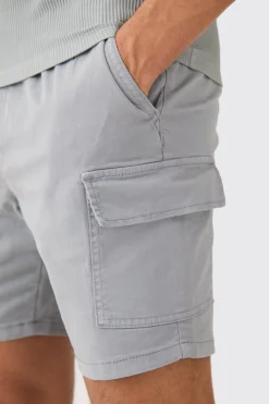 boohooMAN Skinny Fit Elasticated Waist Cargo Shorts In | UK| Shorts