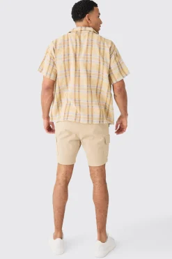 boohooMAN Skinny Fit Elasticated Waist Cargo Shorts In | UK| Shorts