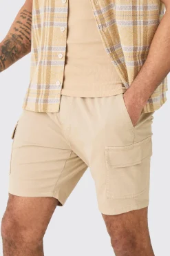 boohooMAN Skinny Fit Elasticated Waist Cargo Shorts In | UK| Shorts