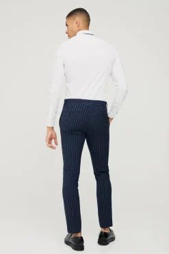 boohooMAN Skinny Fit Pinstripe Suit Trousers | UK| Suits & Tailoring|Trousers